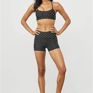ALO • Black Polka Dot Bike Shorts